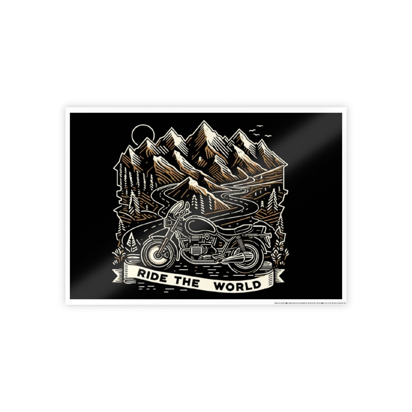 Ride The World Motorcycle Poster — Glossy Mountain Biker Wall Art