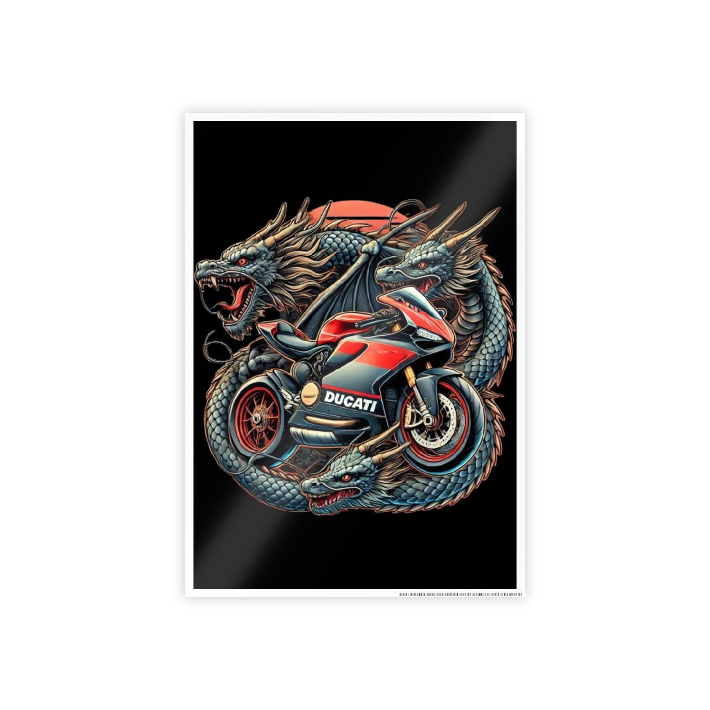 Ducati Dragon Motorcycle Gloss Poster — Retro Racing Bike Wall Art
