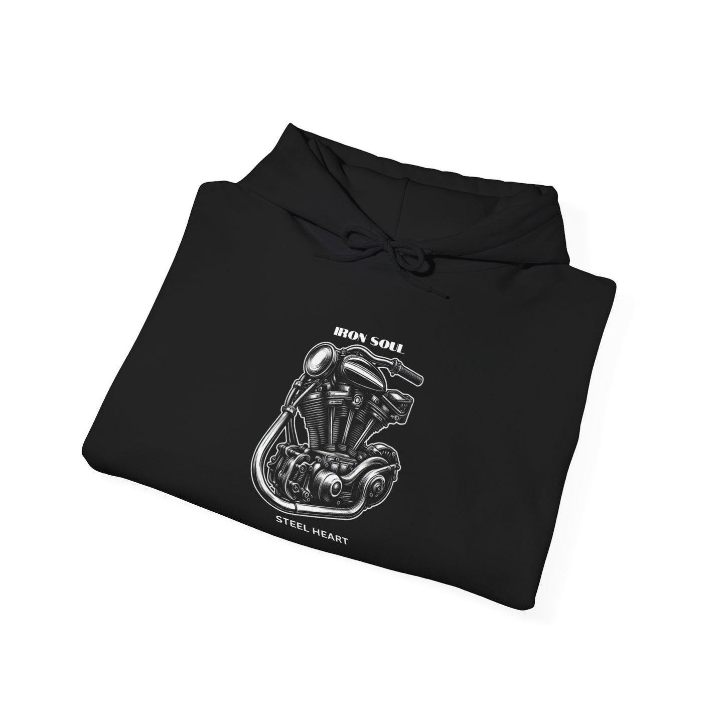 Iron Soul, Steel Heart – Vintage Engine Graphic Motorcycle Hoodie