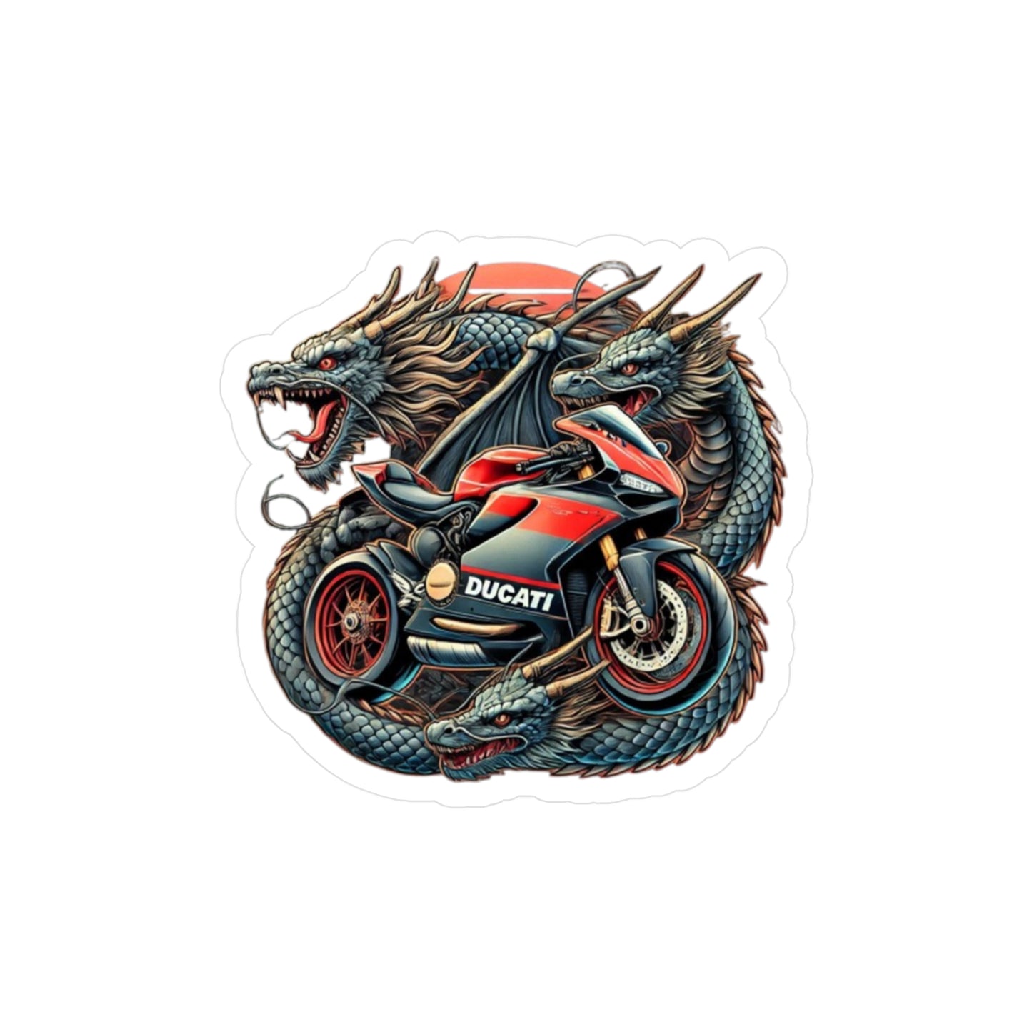 Motorcycle Dragon Decal — Ducati Sportbike Vinyl Sticker (Kiss-Cut)