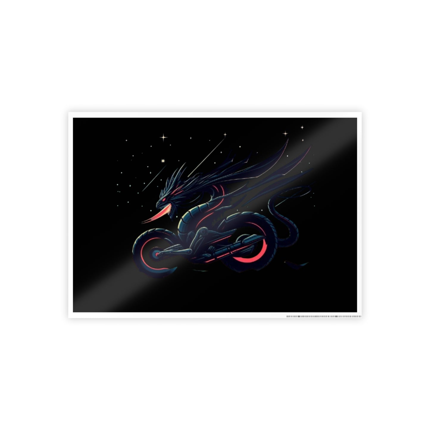 Gloss Poster — Neon Dragon Motorcycle Art Print