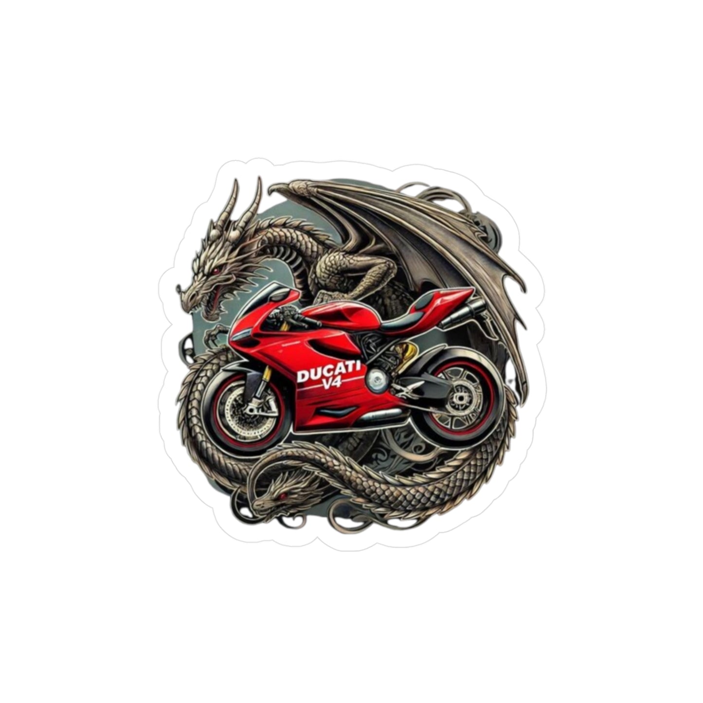 Ducati Sportbike & Dragon Kiss-Cut Vinyl Sticker