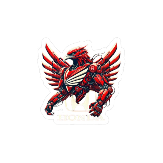 Red Mech Phoenix Sticker — Robotic Phoenix Kiss-Cut Vinyl Decal