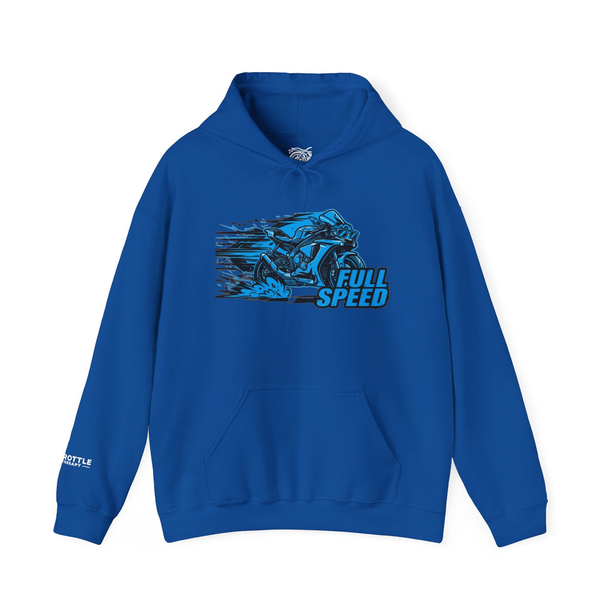 Throttle Therapy Full Speed Motorcycle Hoodie - Racing Rider Graphic
