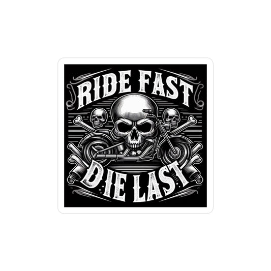 Ride Fast Die Last Skull Motorcycle Sticker — Kiss-Cut Vinyl Decal