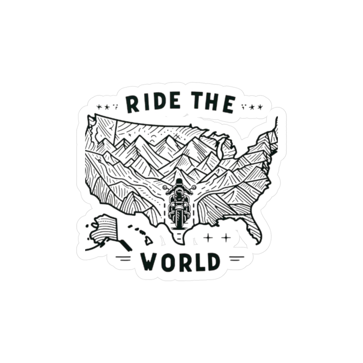 Ride the World Motorcycle Map Vinyl Sticker — Kiss-Cut Decal