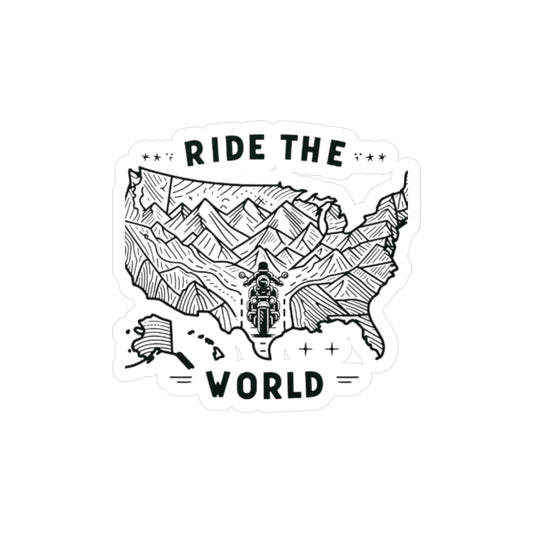 Ride the World Motorcycle Map Vinyl Sticker — Kiss-Cut Decal