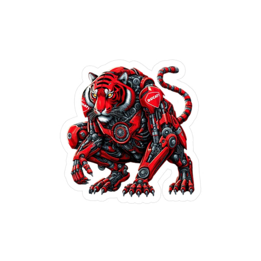 Robotic Red Tiger Sticker — Kiss-Cut Vinyl Decal