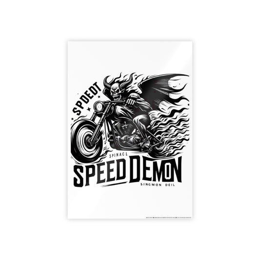 Speed Demon Motorcycle Gloss Poster — Retro Biker Wall Art