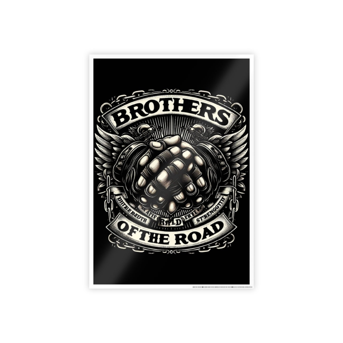 Brothers of the Road Gloss Poster — Motorcycle Club Vintage Emblem Wall Art