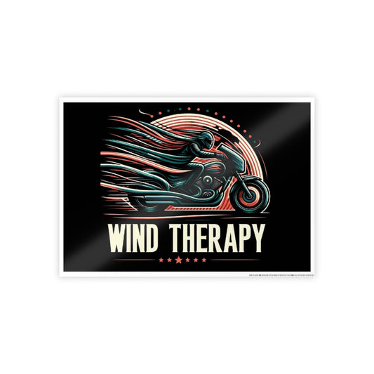 Wind Therapy Motorcycle Poster — Glossy Retro Biker Wall Art