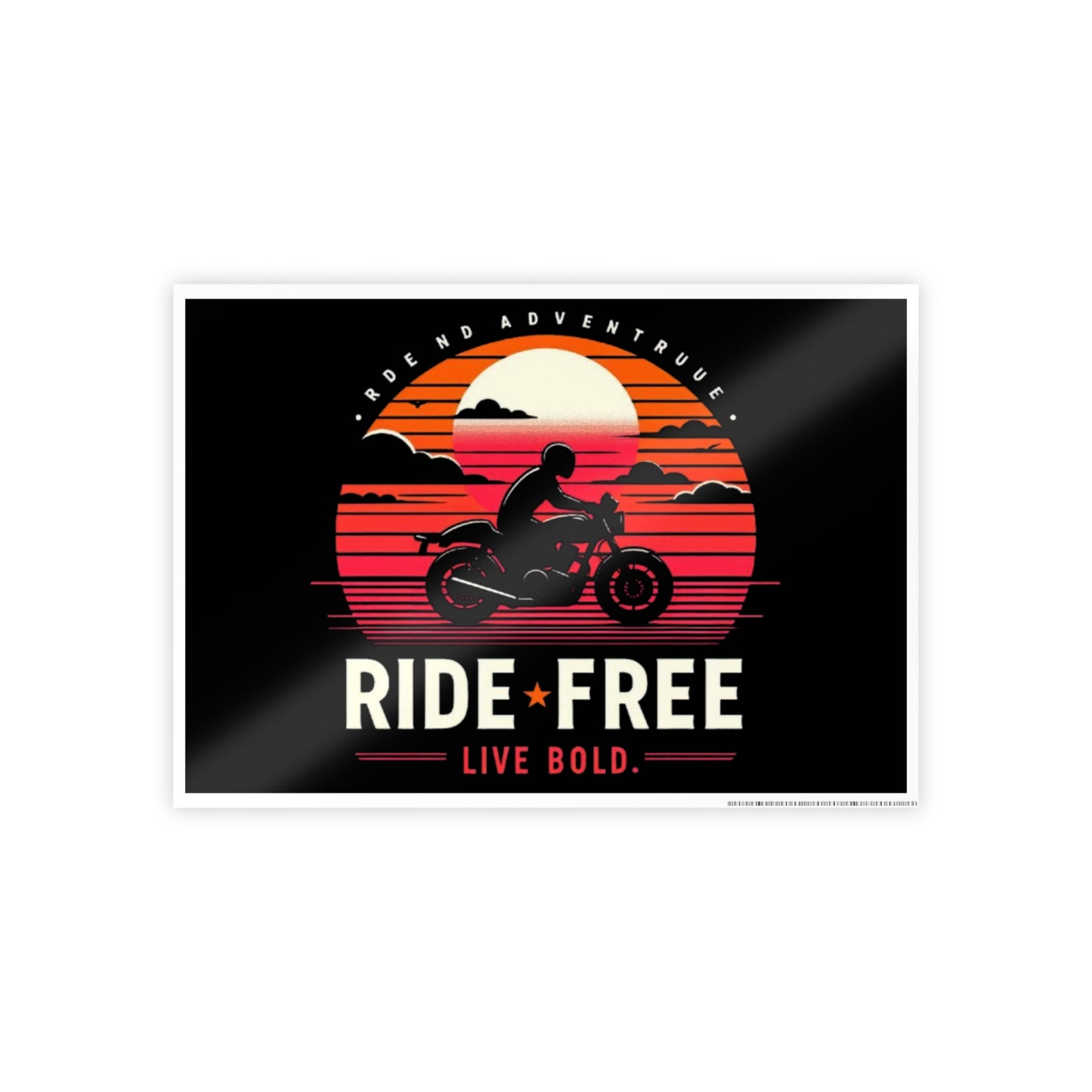 Ride Free Motorcycle Poster — 'Ride Free, Live Bold' Retro Sunset Wall Art