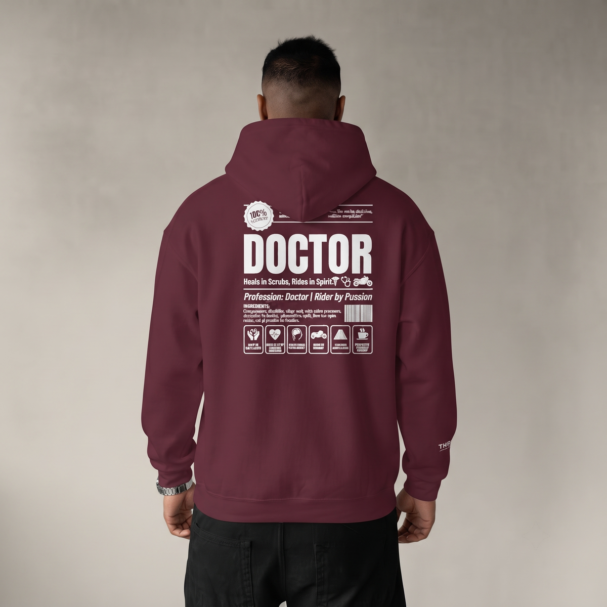 "Rider by Passion" Medical Edition Hoodie — Minimalist Label Design