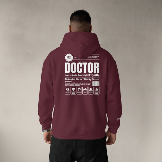"Rider by Passion" Medical Edition Hoodie — Minimalist Label Design