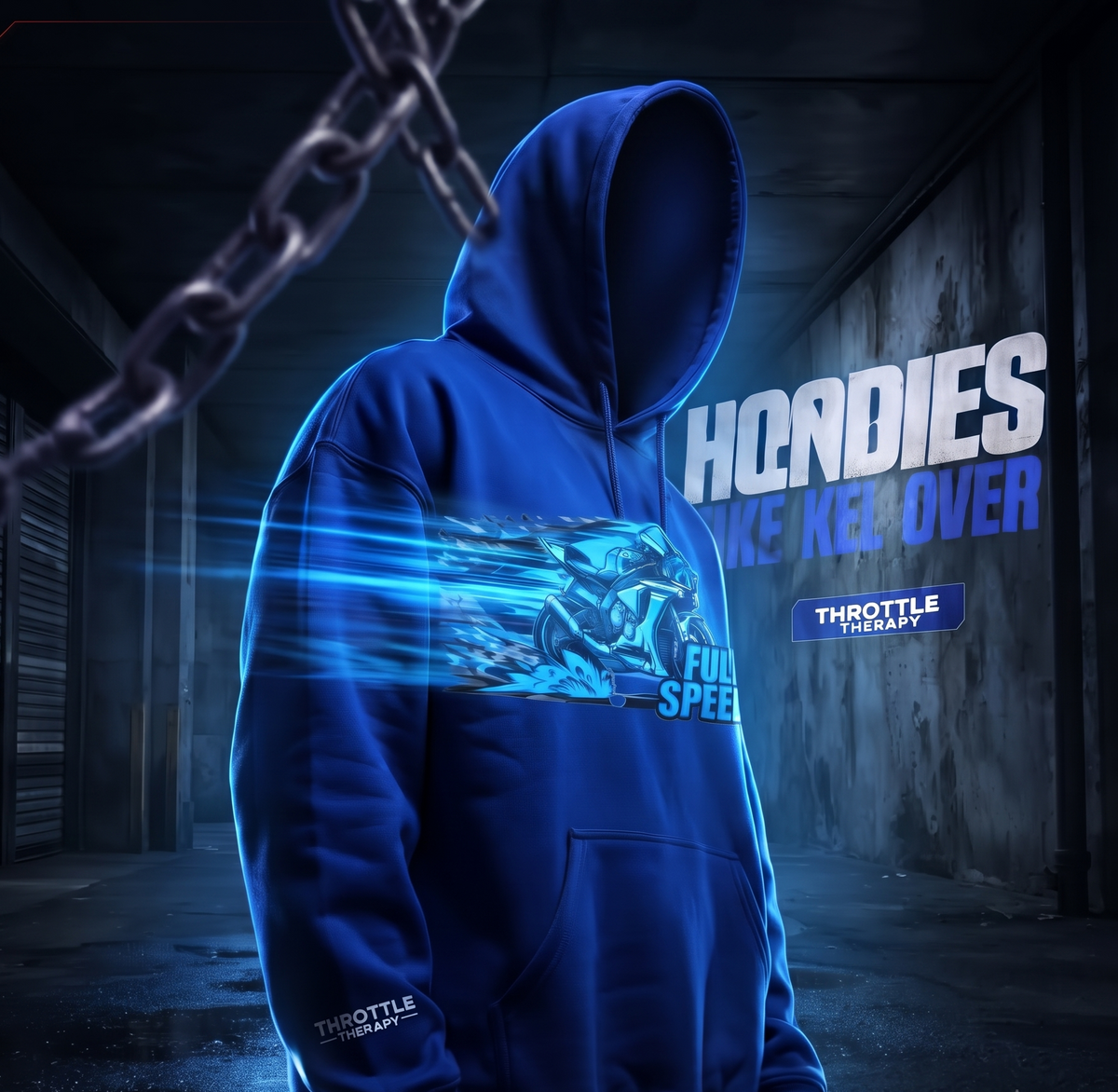 Throttle Therapy Full Speed Motorcycle Hoodie - Racing Rider Graphic