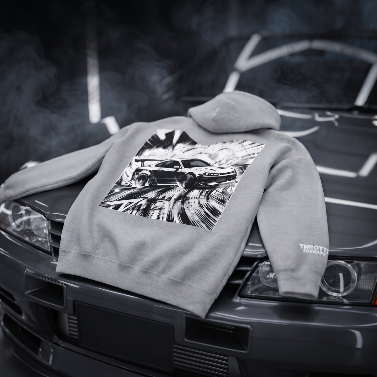 The Apex Heavyweight Hoodie — Retro Manga Car Drift Design