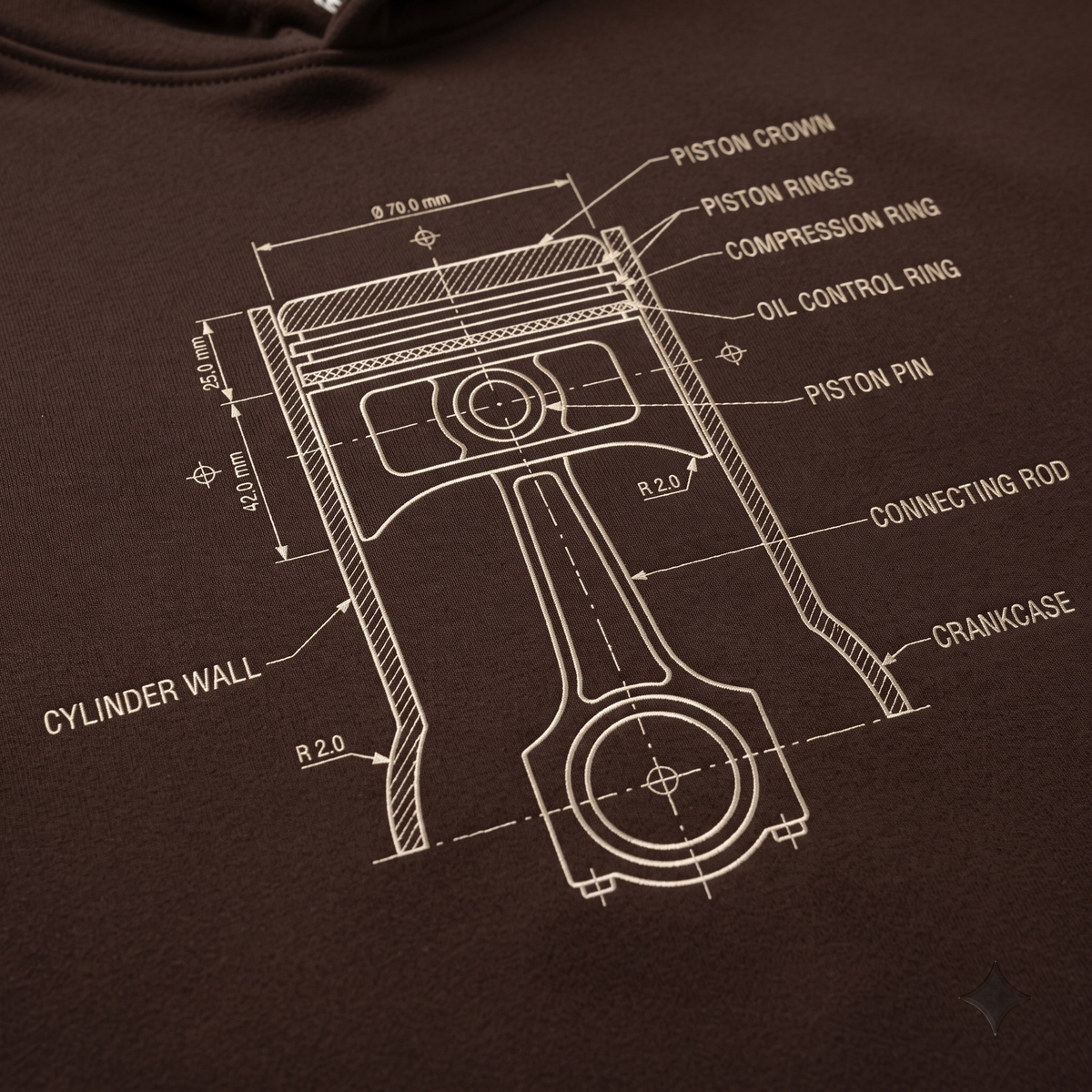 Piston Blueprint Riding Hoodie - Ride with the pulse of power.