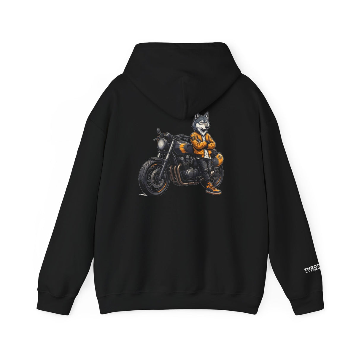 The Midnight Wolf Rider - Premium Handcrafted Moto Fleece Hoodie