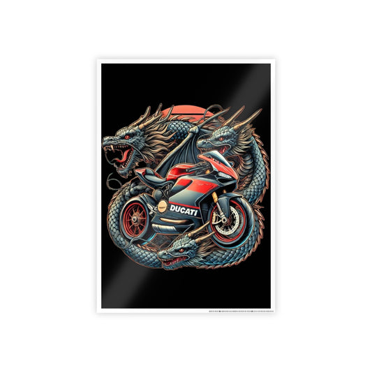 Ducati Dragon Motorcycle Gloss Poster — Retro Racing Bike Wall Art