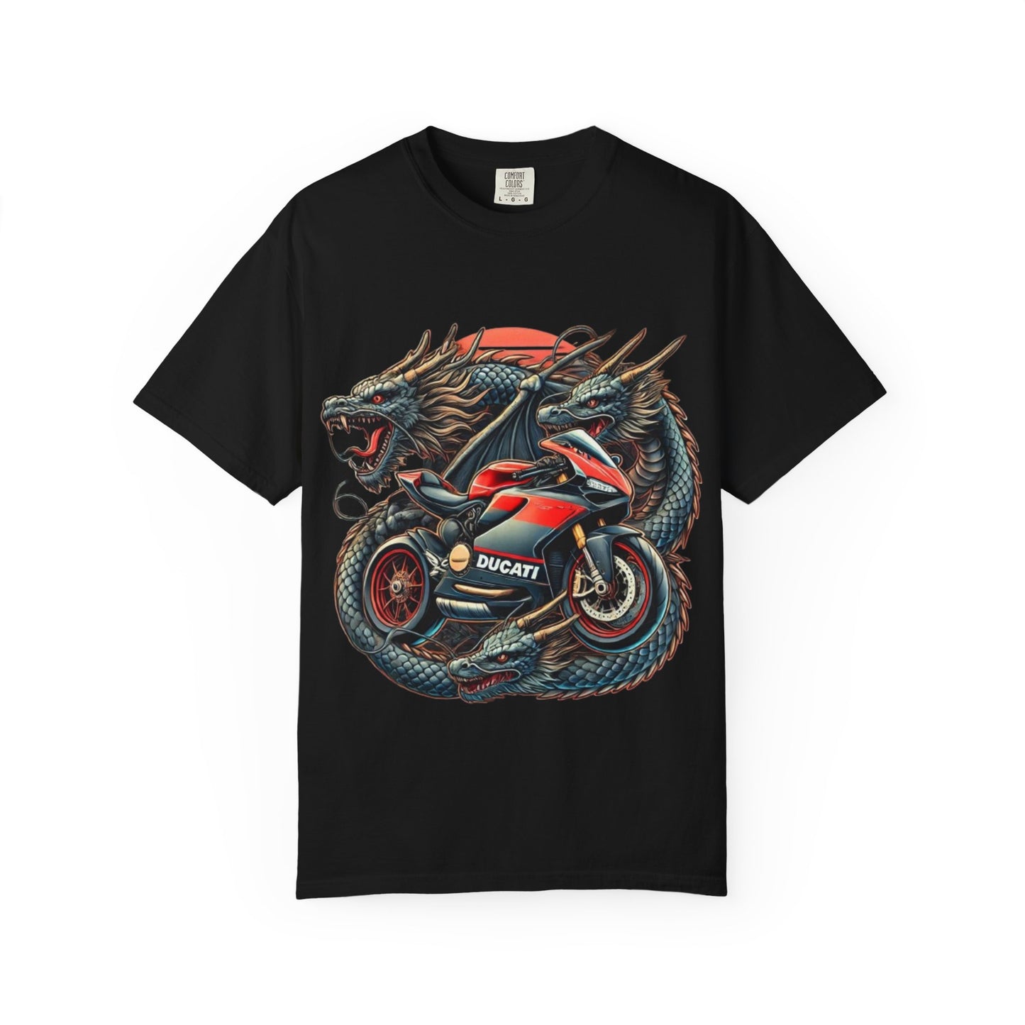 Ducati vs. Dragons – Panigale V4 Inspired Outlaw Biker T-Shirt