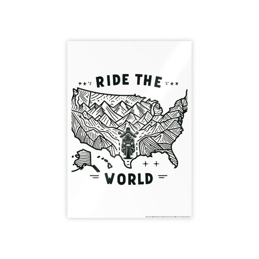 Ride the World Motorcycle Map Poster — Gloss Travel Wall Art
