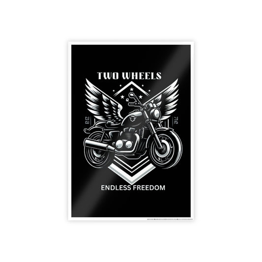 Motorcycle Poster – "Two Wheels, Endless Freedom" Gloss Art Print