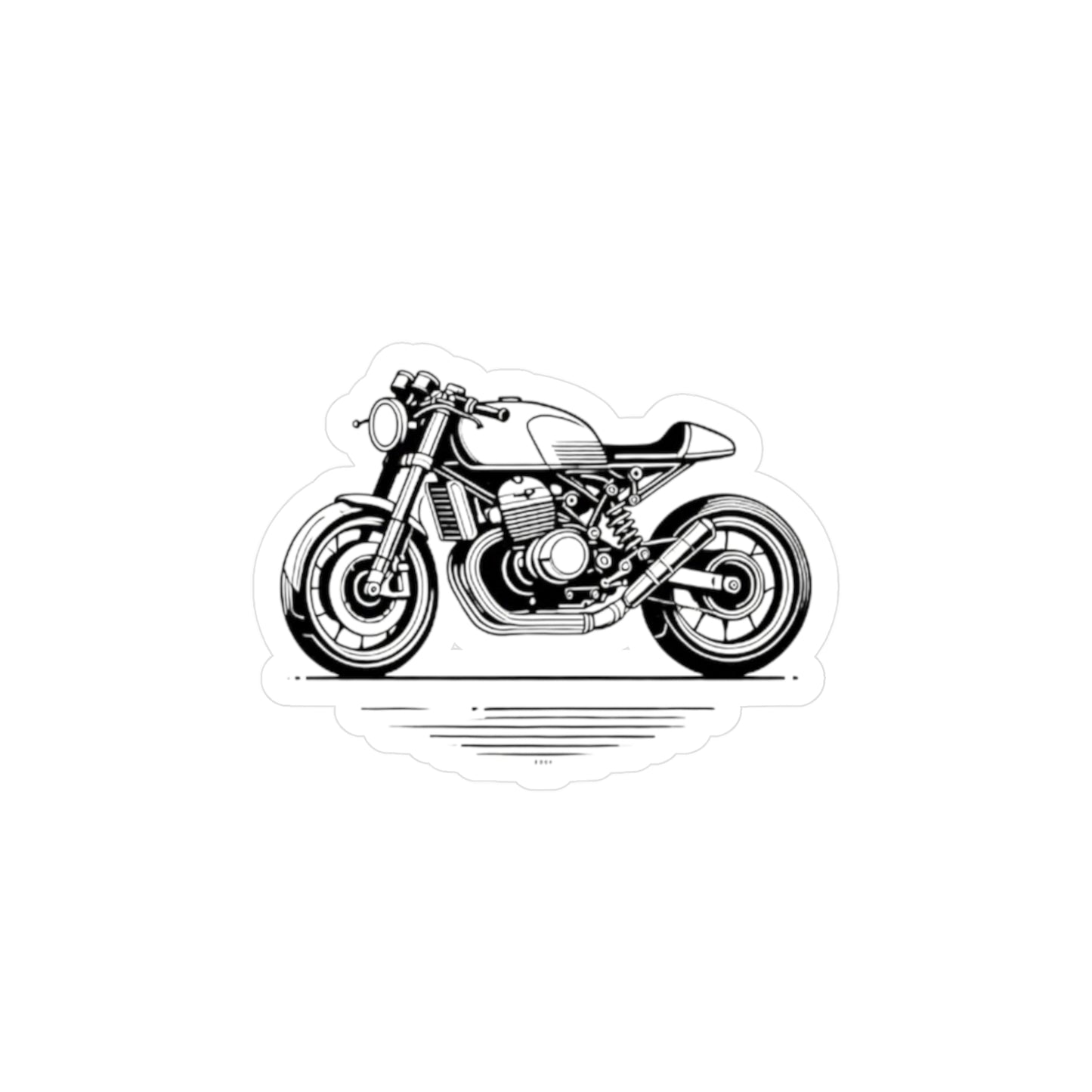 Motorcycle Vinyl Sticker — Retro Cafe Racer Kiss-Cut Decal