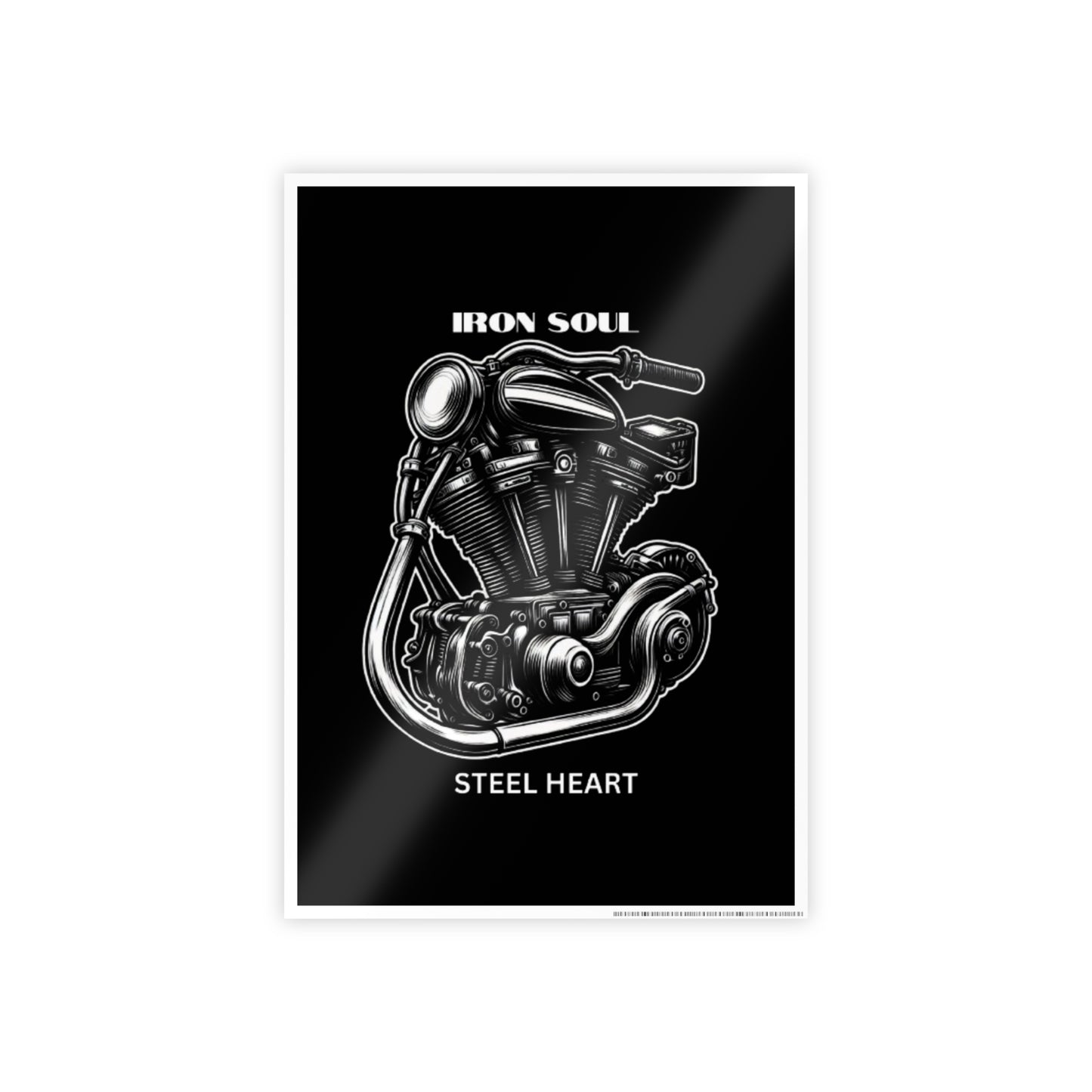 Motorcycle Engine Gloss Poster — "Iron Soul, Steel Heart" Wall Art